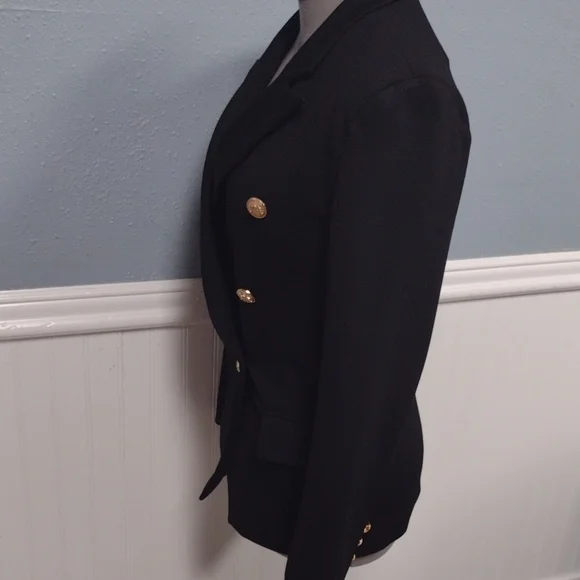 Attitude Unknown Chic Black Double-Breasted Blazer with Gold Accents - Picture 9 of 16